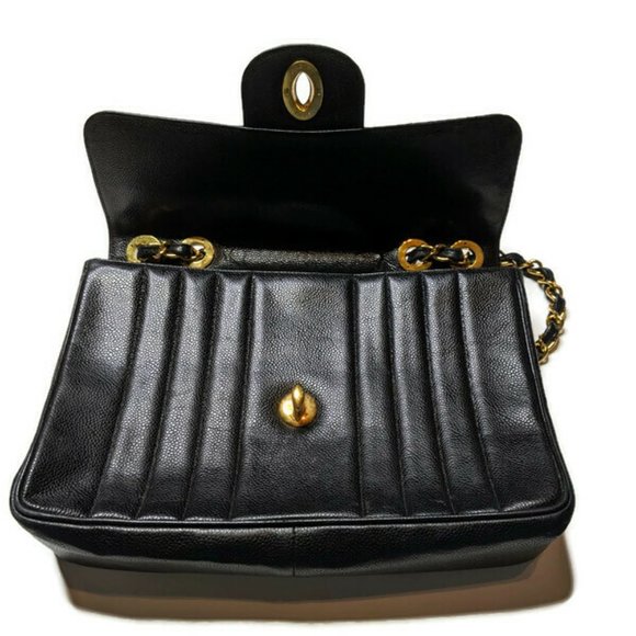 Chanel Vertical Black Caviar Leather Shoulder Bag - Picture 3 of 16